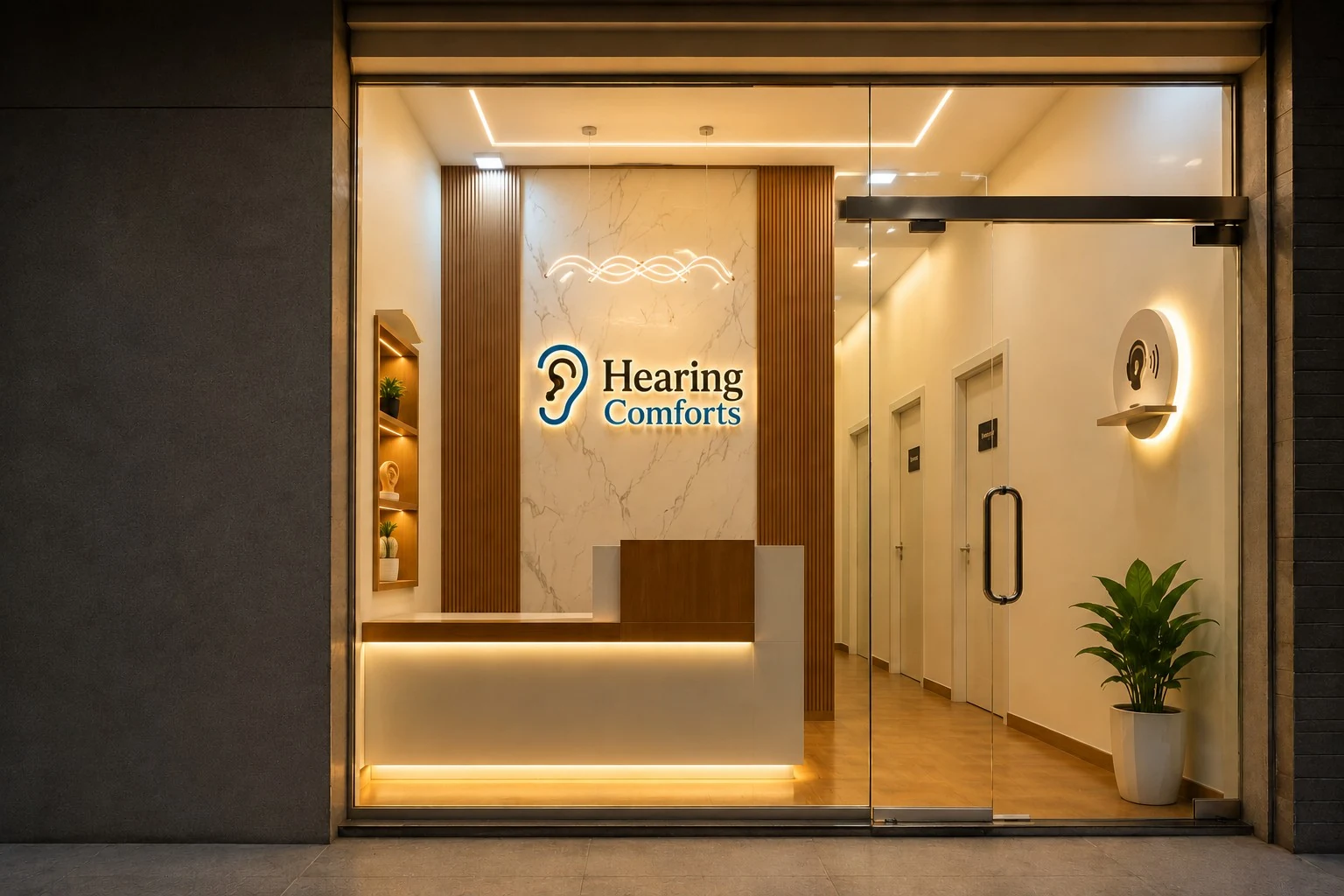Hearing Comforts hearing aid clinic storefront and patient care centre