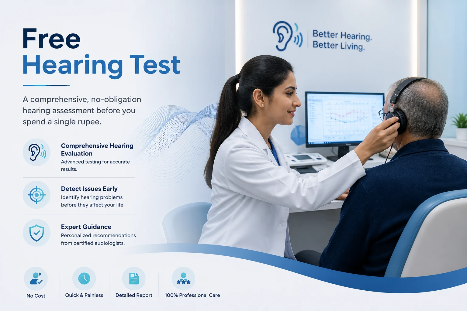 Free Hearing Test at Hearing Comforts — comprehensive hearing evaluation, detect issues early, expert guidance from certified audiologists