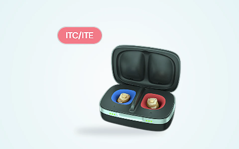 Widex Kit ACRD1 440 ITC ITE hearing aids in charging case