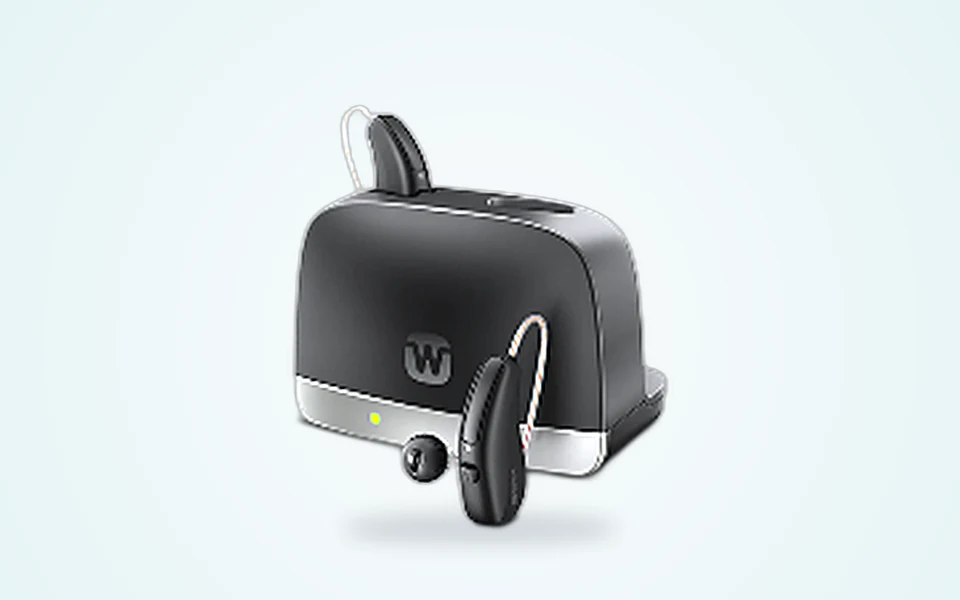 Widex Kit ARRD1 440 RIC hearing aid with charging dock